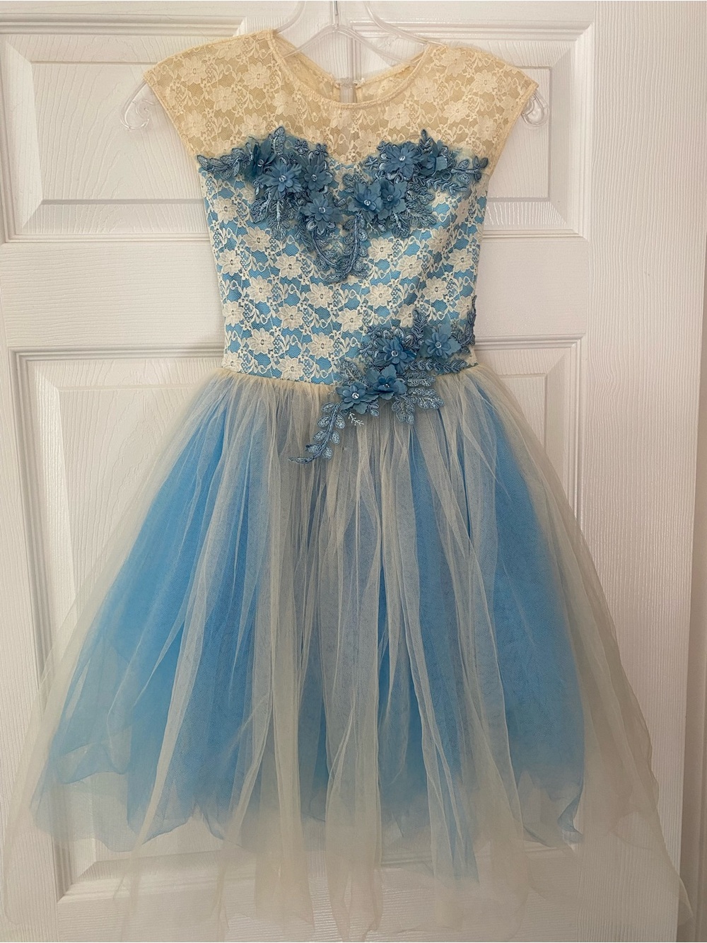 Curtain Call Blue & Ivory Lace Ballet Dance Costume Winter Spring Fairy - Sz CME